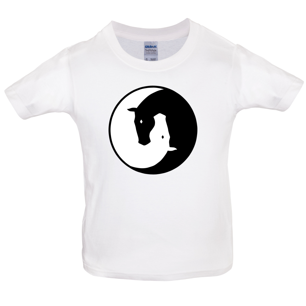 Yin Yang Horses Kids T Shirt