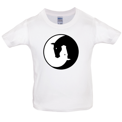 Yin Yang Horses Kids T Shirt