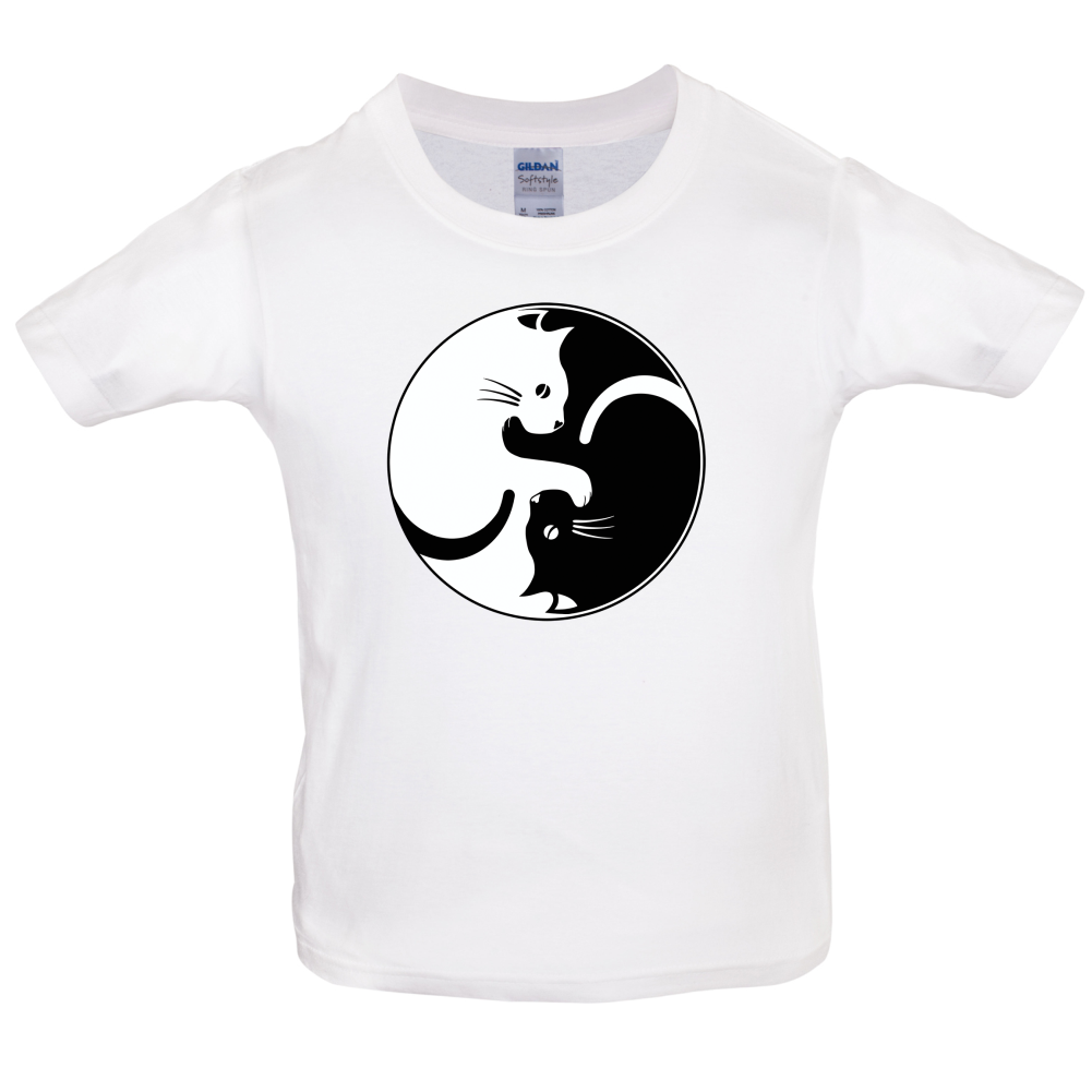 Yin Yang Cat Kids T Shirt