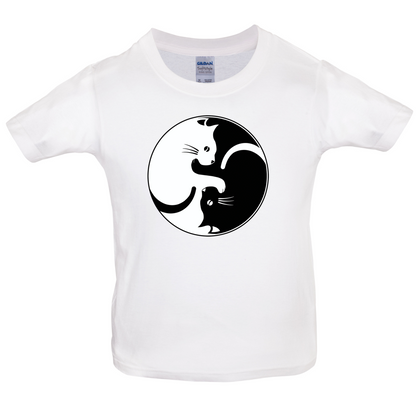 Yin Yang Cat Kids T Shirt
