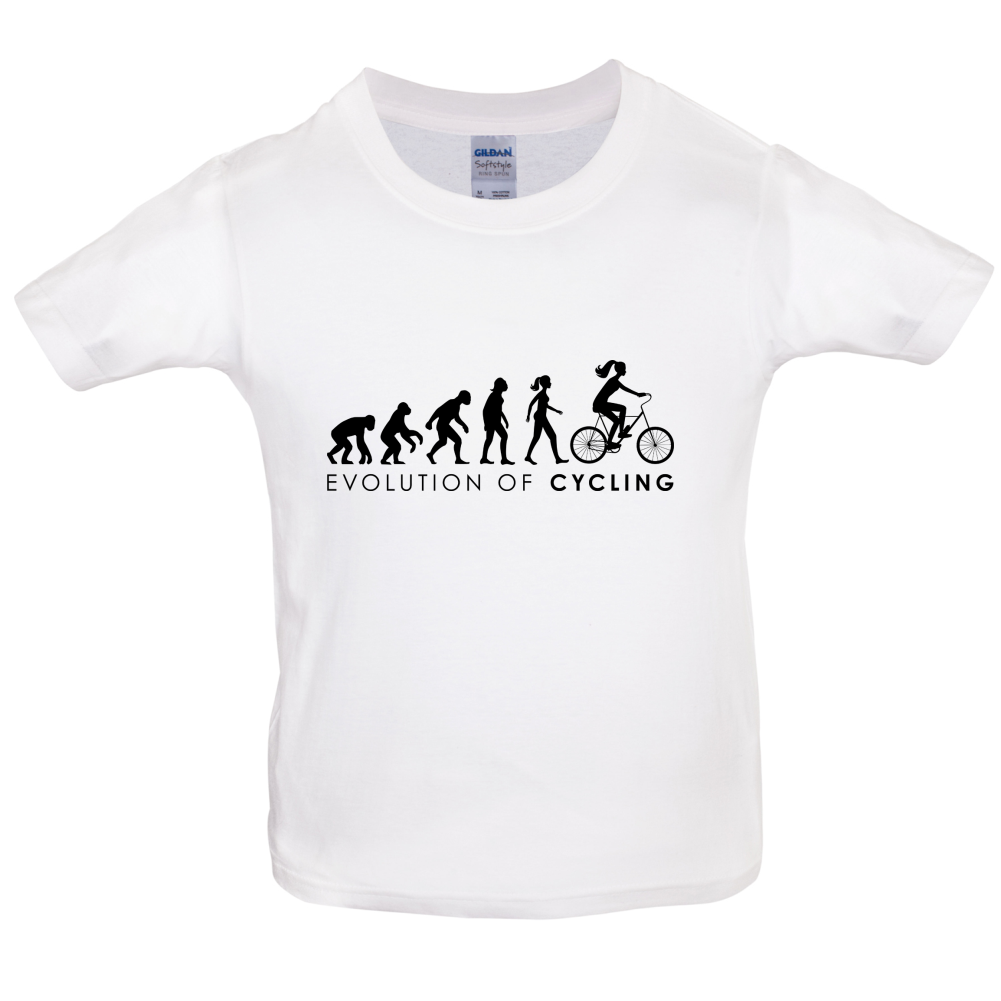 Evolution Of Woman Cycling Kids T Shirt
