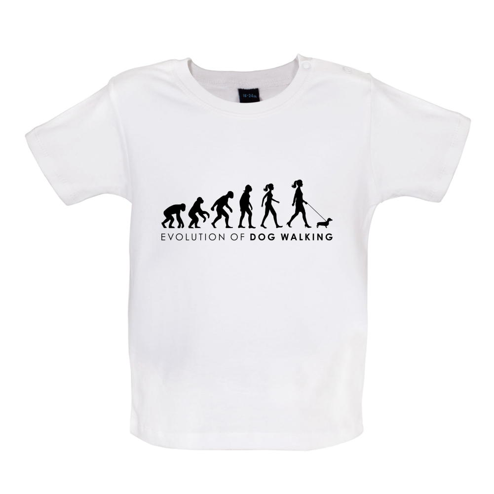 Evolution Of Woman Dog Walking Baby T Shirt