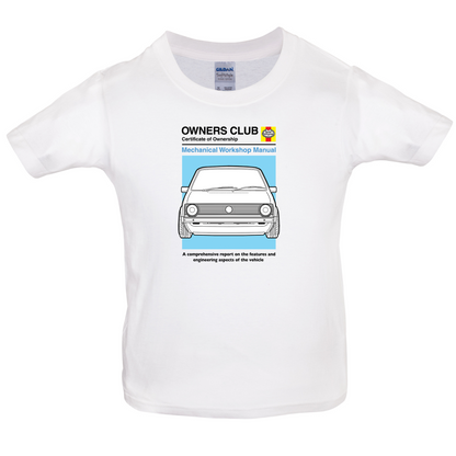 Car Owners Manual Golf MK1 Kids T Shirt
