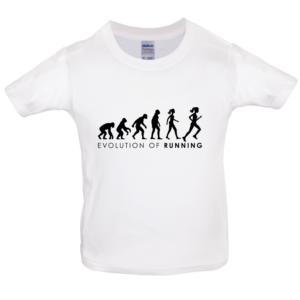Evolution Of Woman Running Kids T Shirt