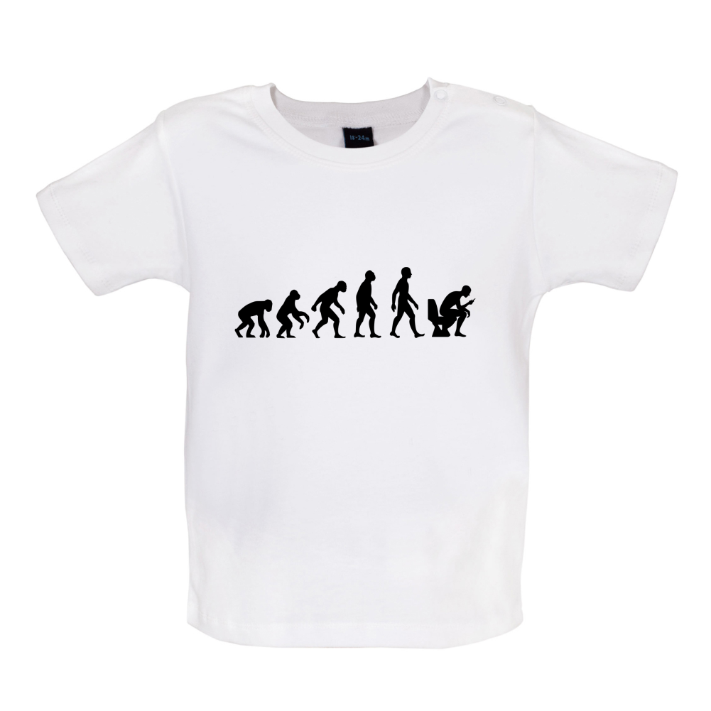 Evolution Of Man Phone On Toilet Baby T Shirt