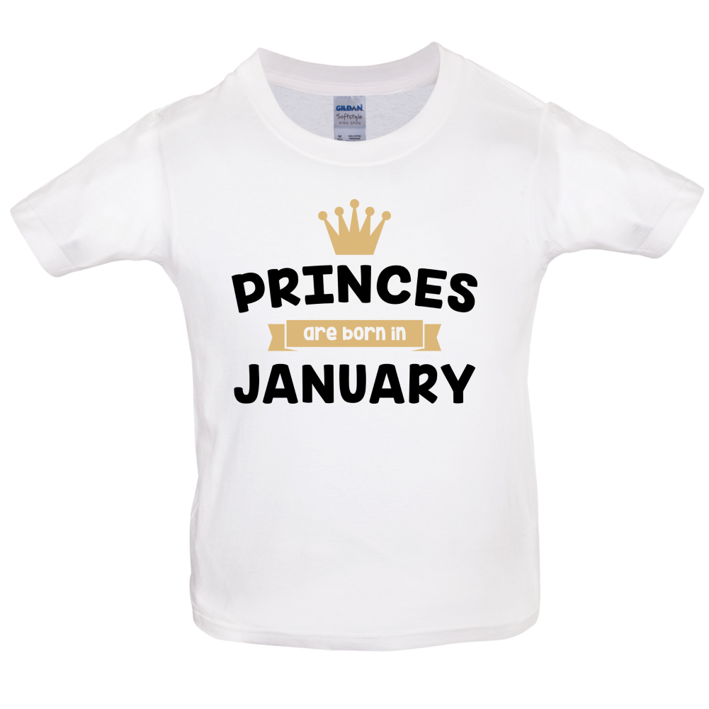Princes Are Born In January Kids T Shirt