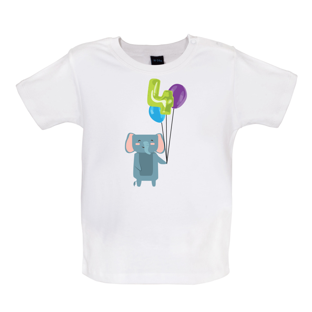 4th Birthday Elephant Baby T Shirt