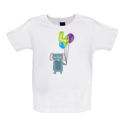 4th Birthday Elephant Baby T Shirt