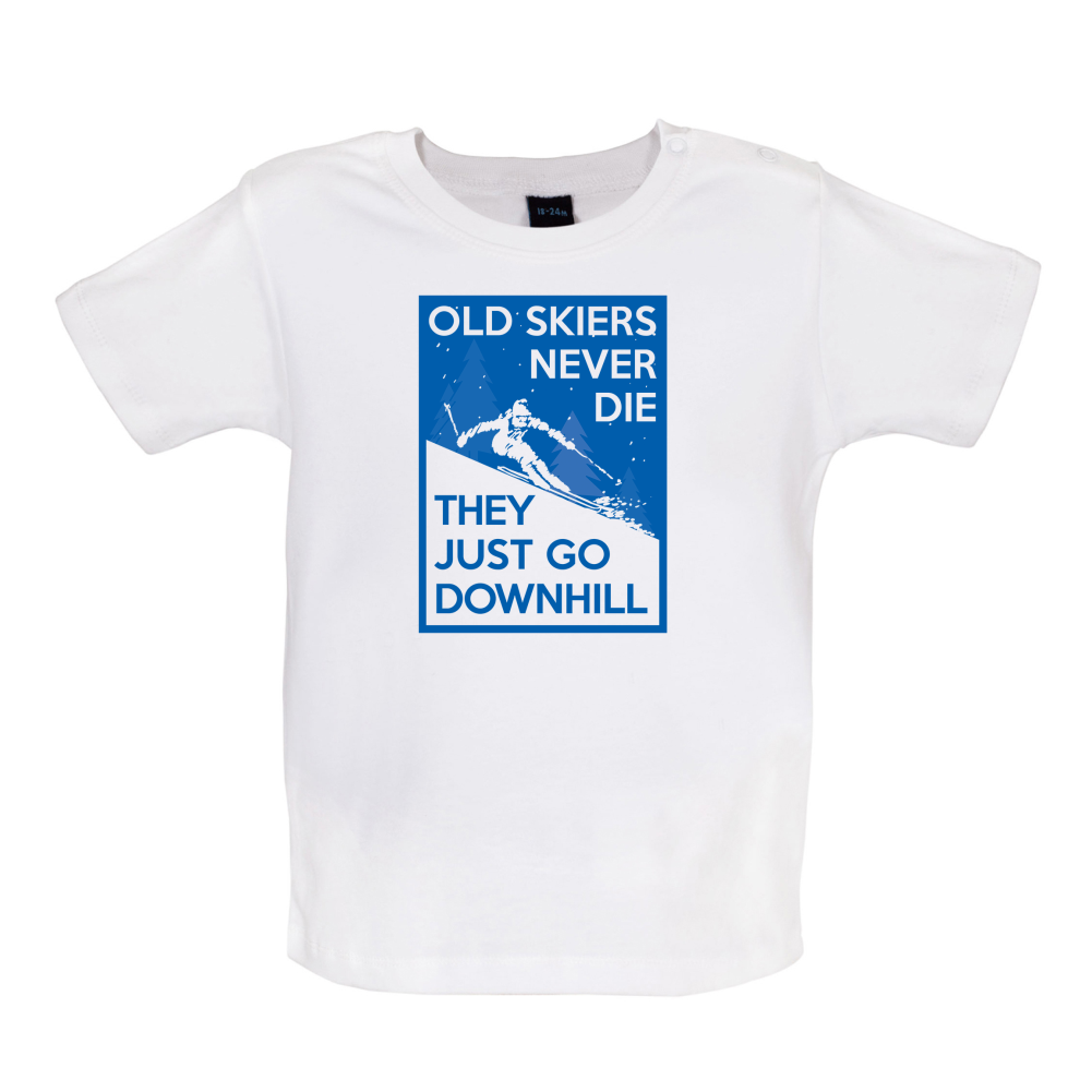 Skiers Go Downhill Baby T Shirt