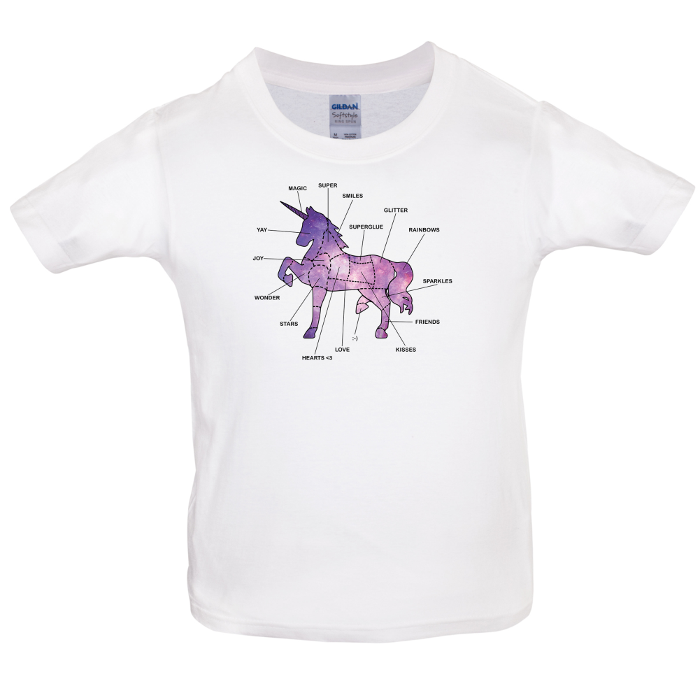 Unicorn Butchers Diagram Kids T Shirt