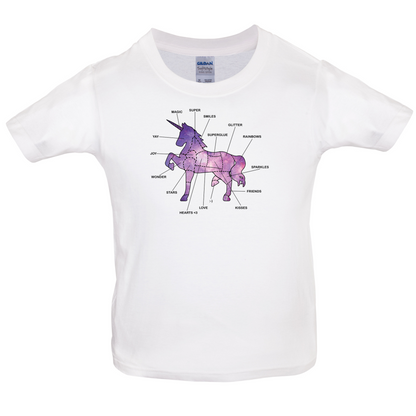 Unicorn Butchers Diagram Kids T Shirt