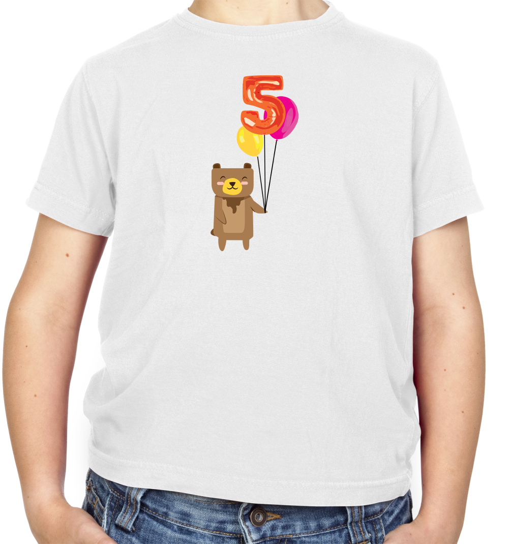 5th Birthday Bear Kids T Shirt