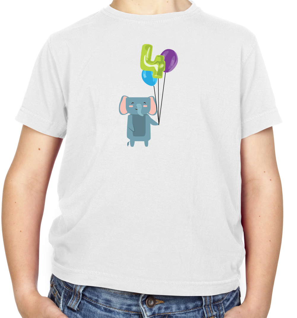 4th Birthday Elephant Kids T Shirt