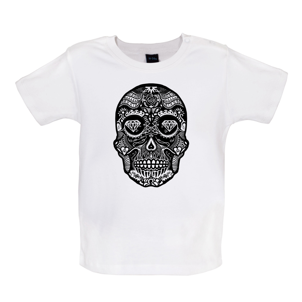 Mexican Sugar Candy Skull Baby T Shirt