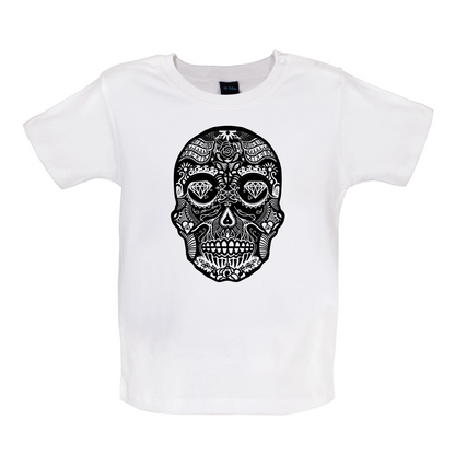 Mexican Sugar Candy Skull Baby T Shirt