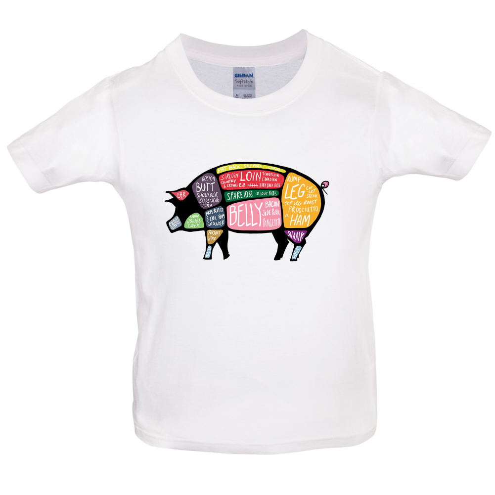Butcher Pig Diagram Kids T Shirt