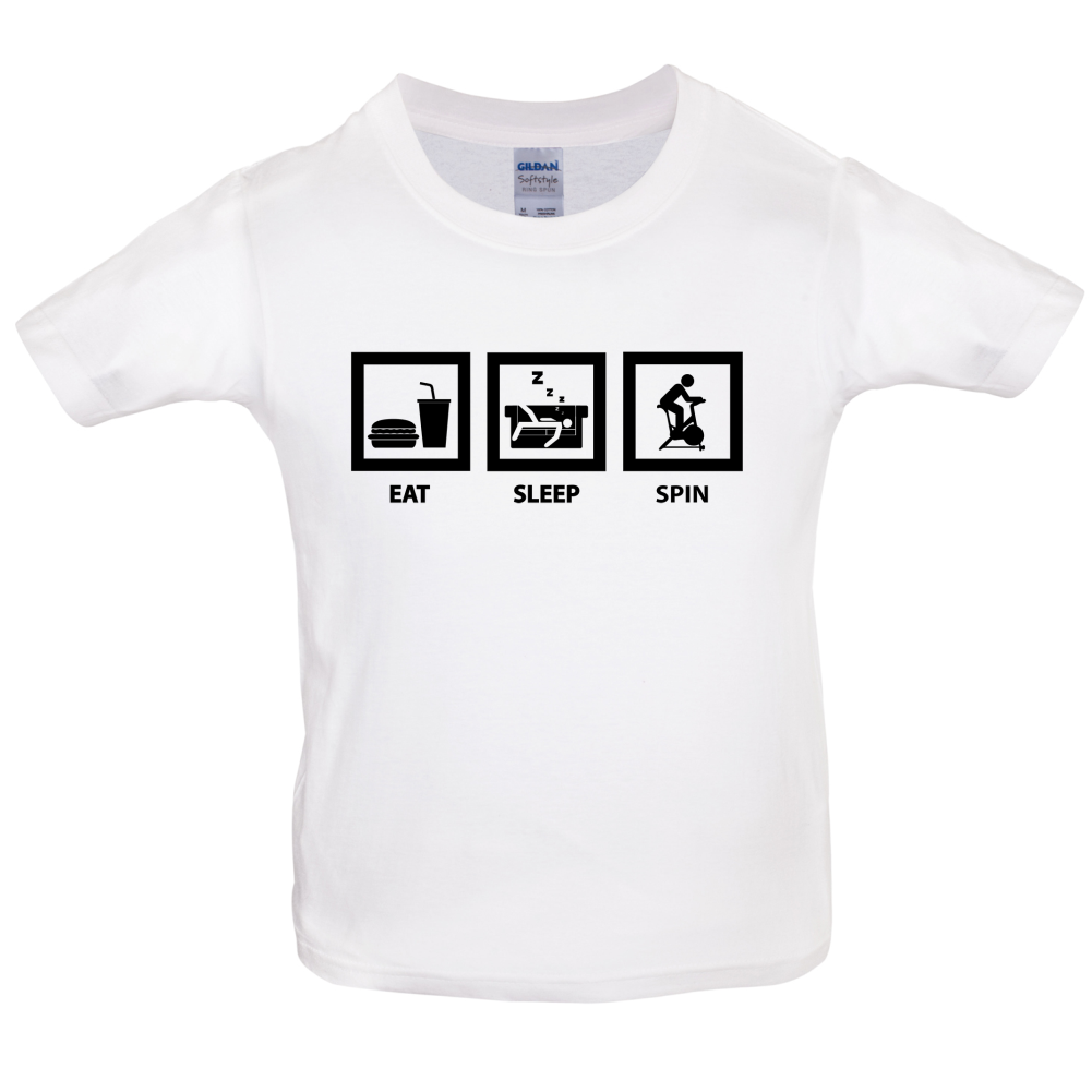 Eat Sleep Spin Kids T Shirt