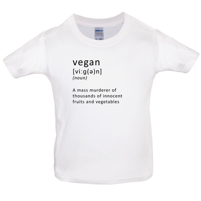 Funny Definition Vegan Kids T Shirt