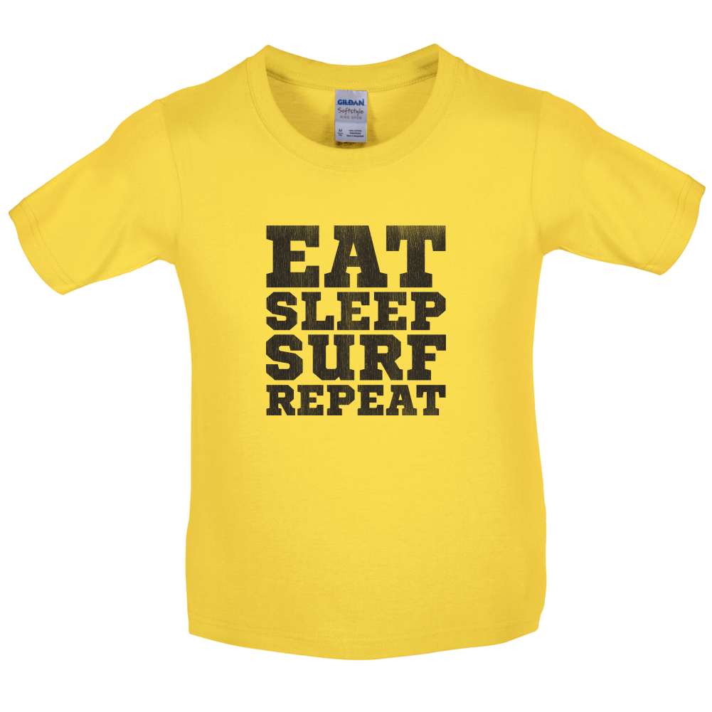 Eat Sleep Surf Repeat Kids T Shirt