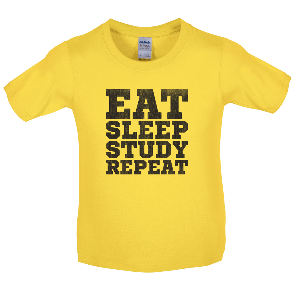Eat Sleep Study Repeat Kids T Shirt