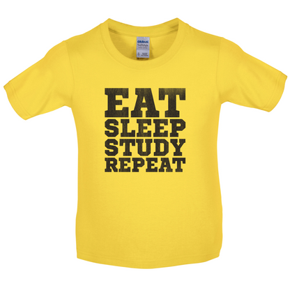 Eat Sleep Study Repeat Kids T Shirt