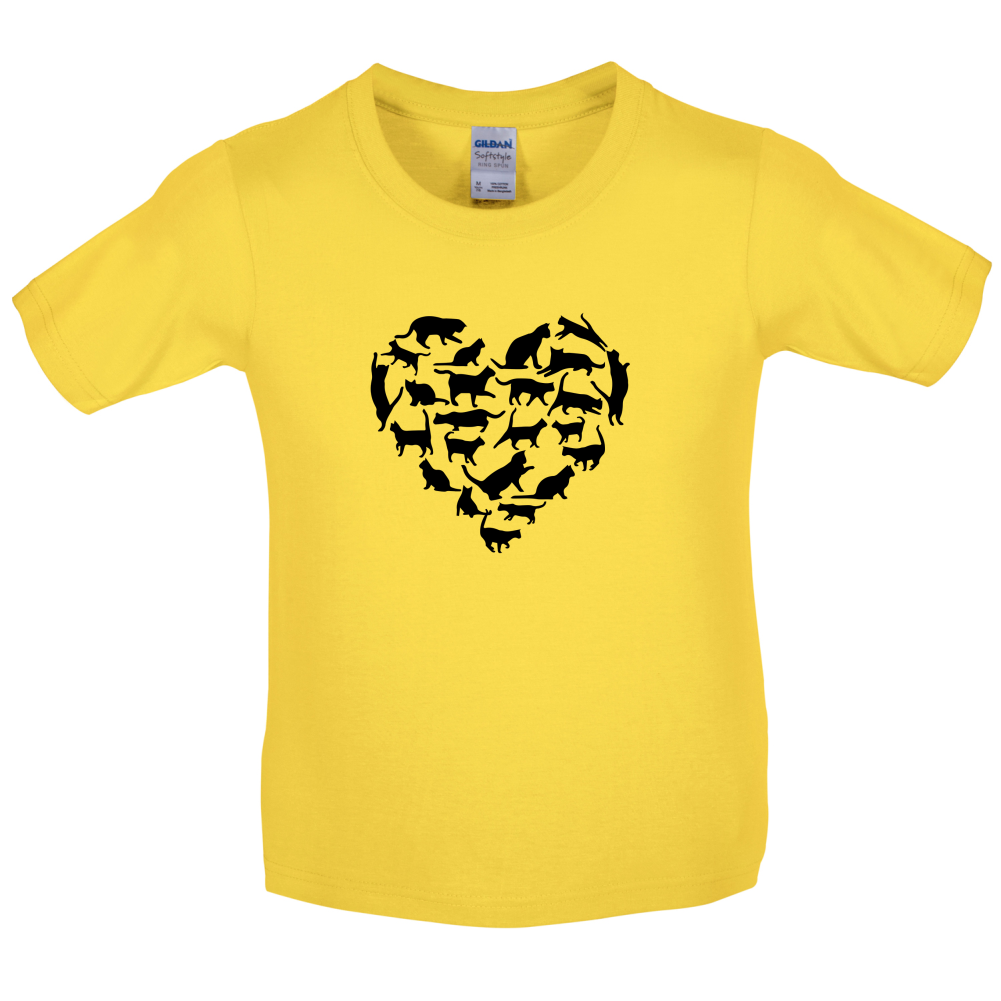 Love Heart Cats Kids T Shirt