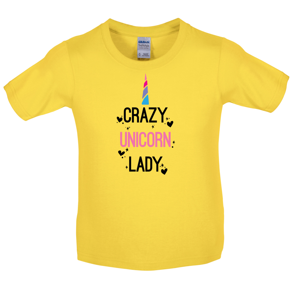 Crazy Unicorn Lady Kids T Shirt