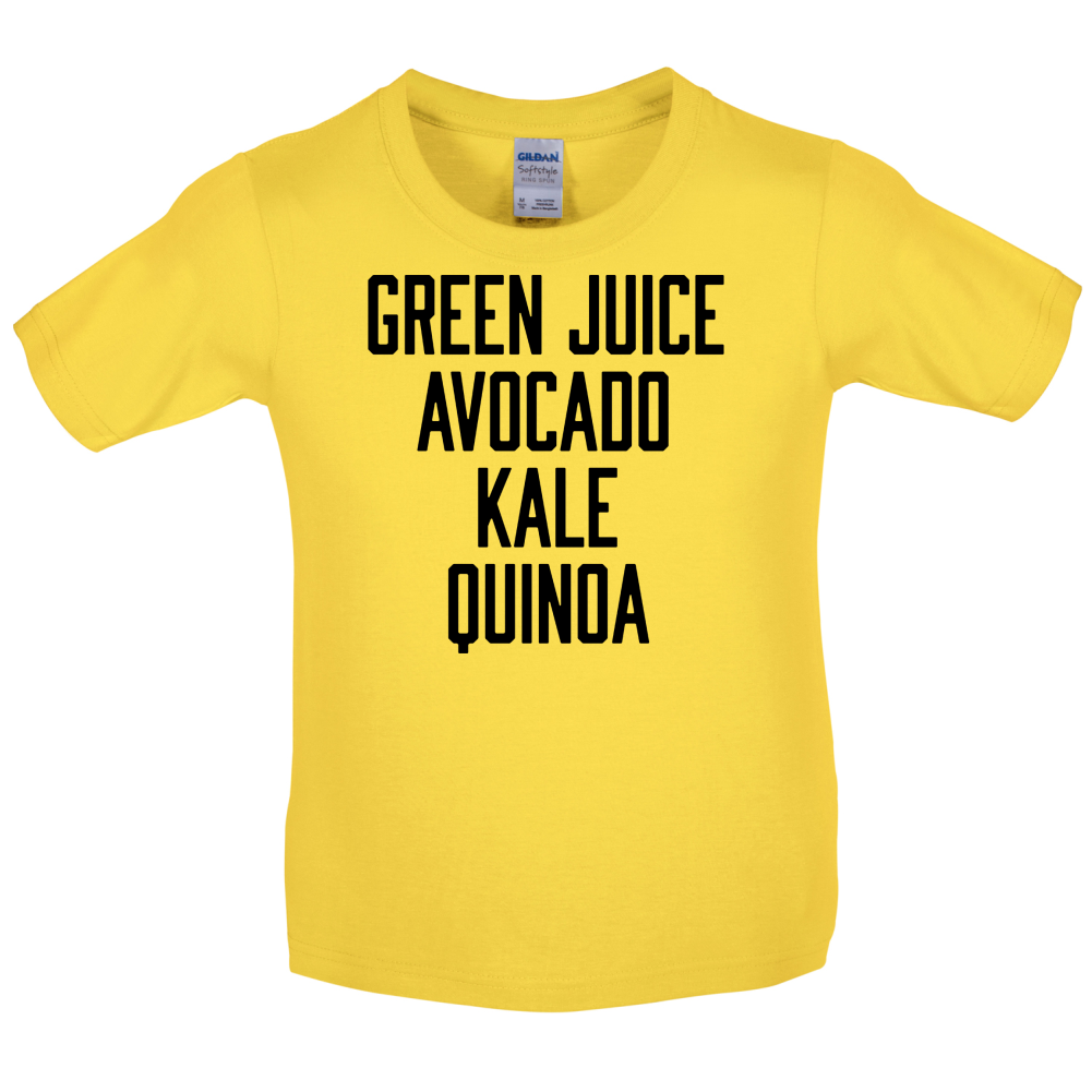 Green Juice Avocado Kale Kids T Shirt