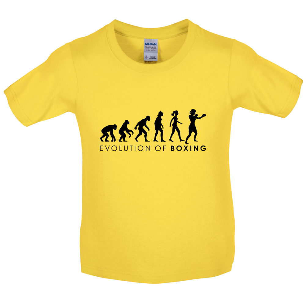Evolution Of Woman Boxing Kids T Shirt