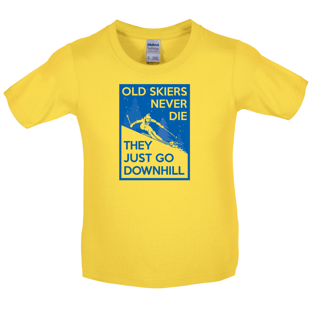 Skiers Go Downhill Kids T Shirt