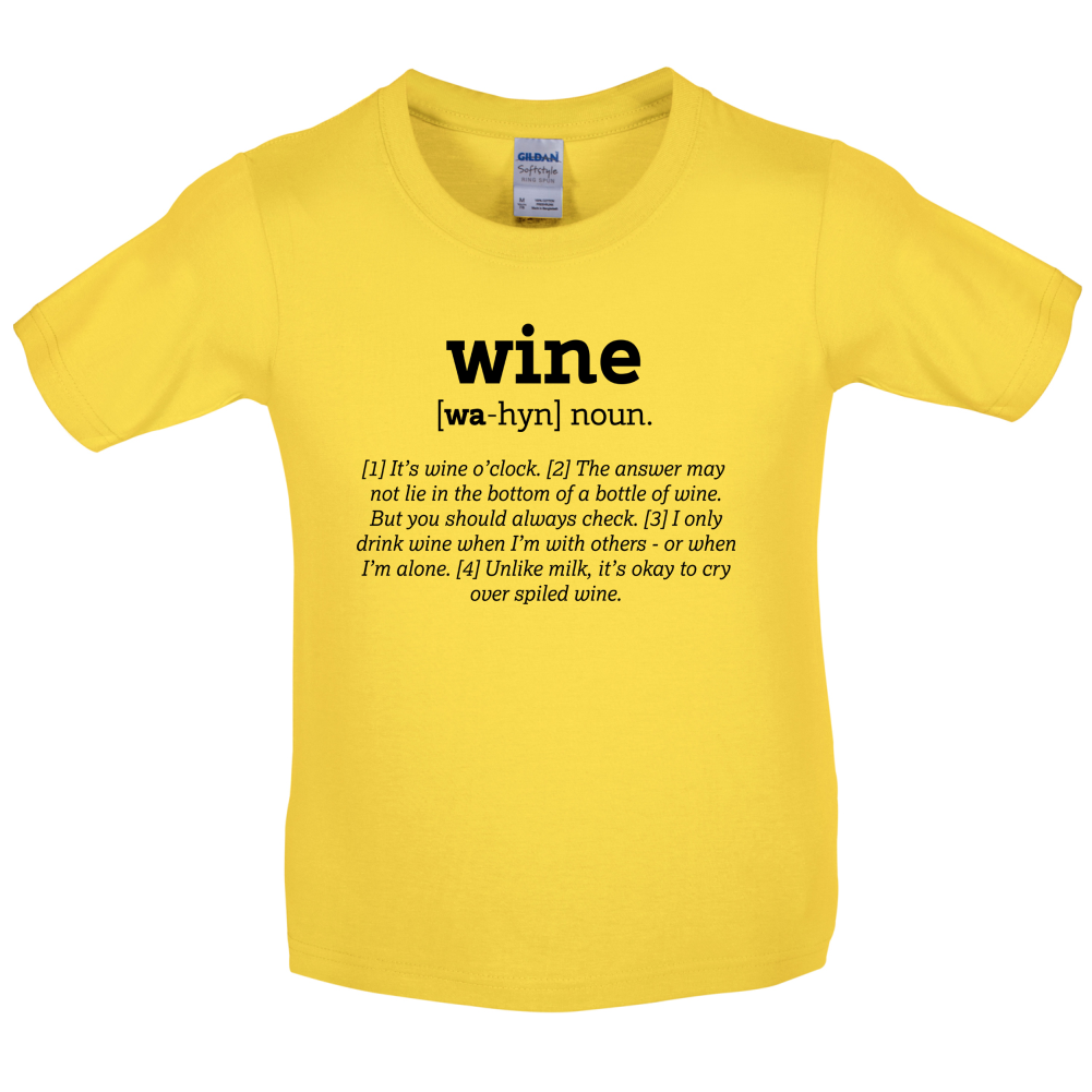 Definition Wine Kids T Shirt