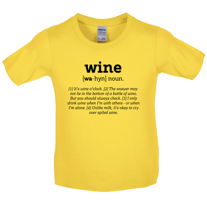 Definition Wine Kids T Shirt