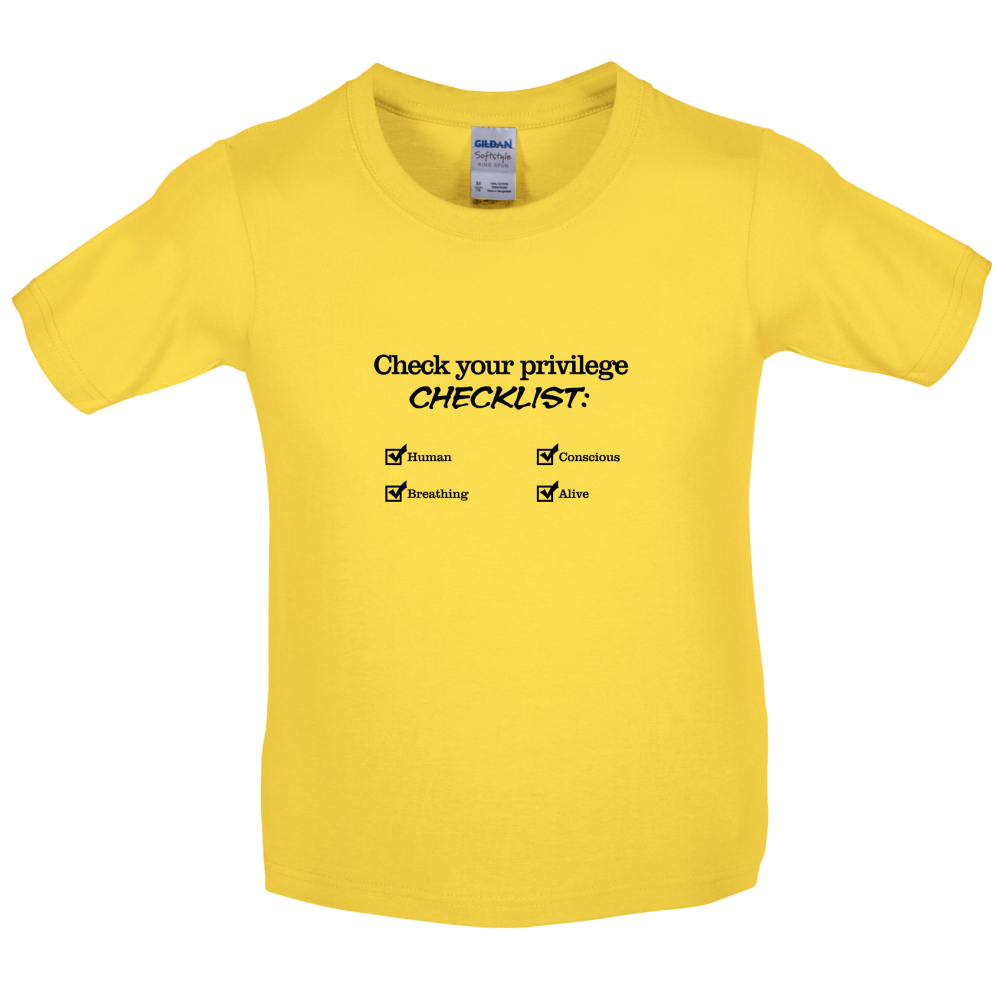 Privilege Checklist Kids T Shirt