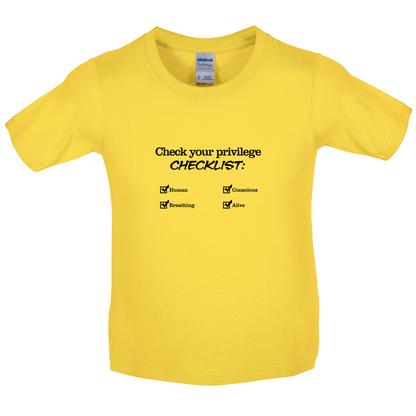 Privilege Checklist Kids T Shirt
