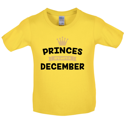Princes Are Born In December Kids T Shirt