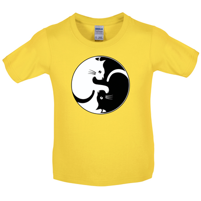 Yin Yang Cat Kids T Shirt