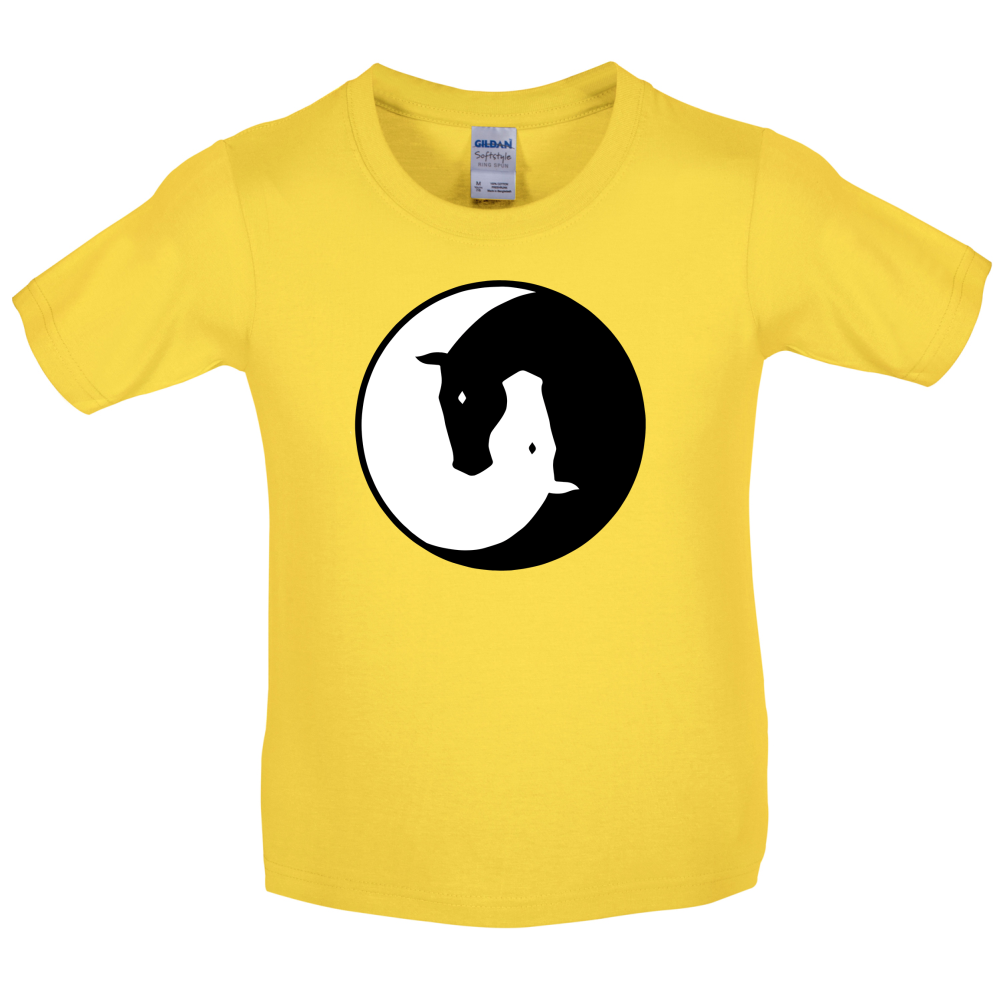 Yin Yang Horses Kids T Shirt