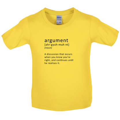 Funny Definition Argument Kids T Shirt