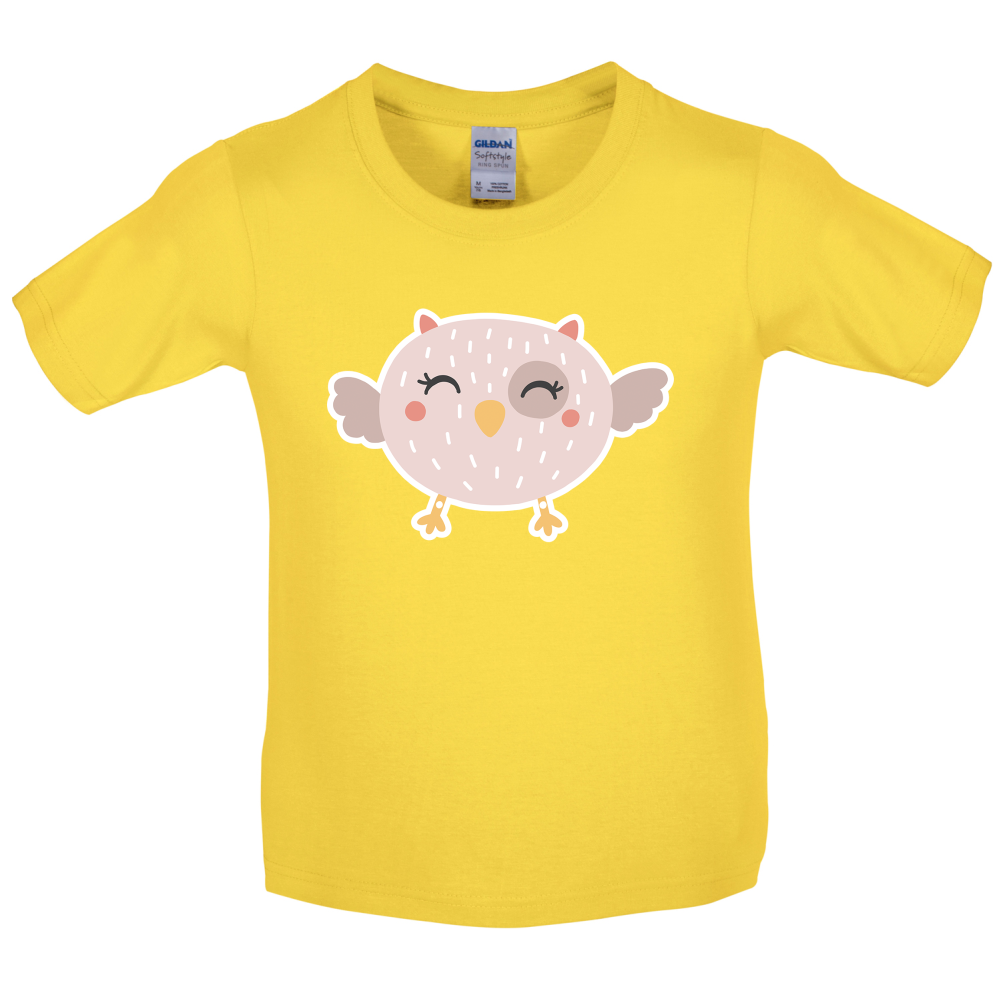 Smiley Face Baby Owl Kids T Shirt