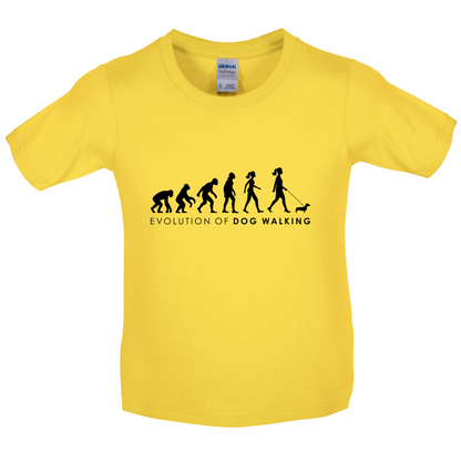 Evolution Of Woman Dog Walking Kids T Shirt