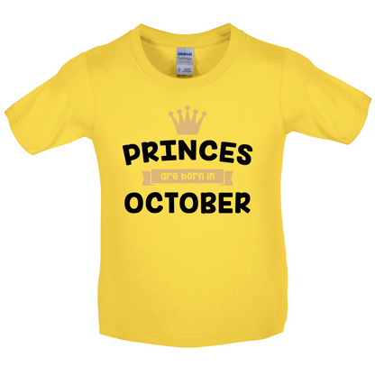 Princes Are Born In October Kids T Shirt