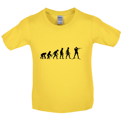 Evolution Of Man Biathlon Kids T Shirt