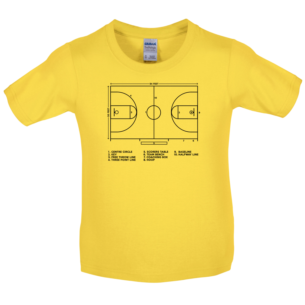 Basketball Court Diagram Kids T Shirt