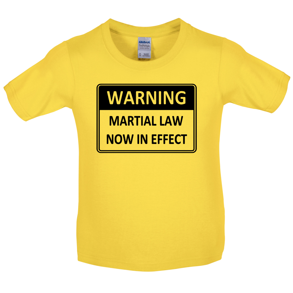 Warning Martial Law Now in Effect Kids T Shirt