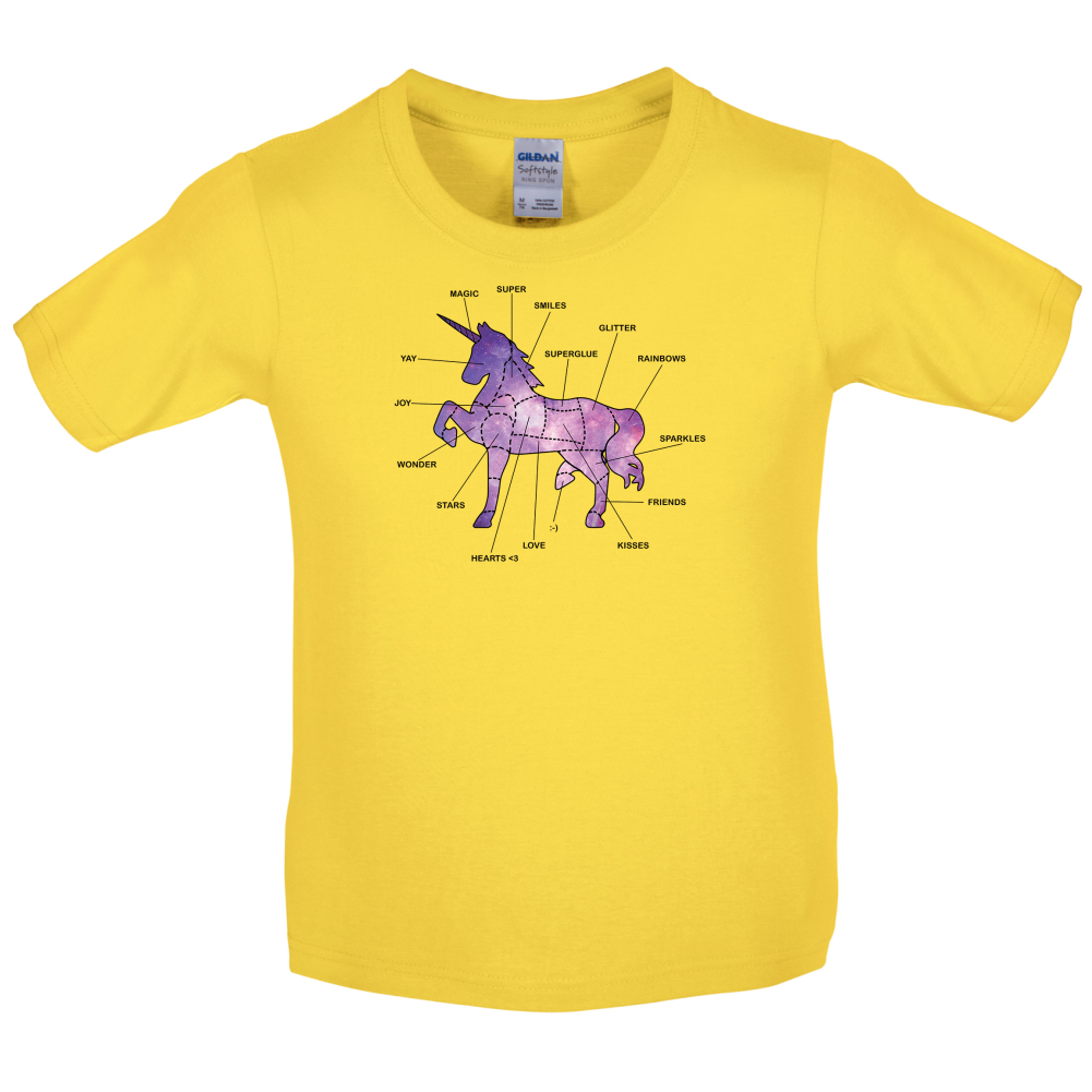 Unicorn Butchers Diagram Kids T Shirt
