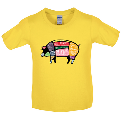 Butcher Pig Diagram Kids T Shirt