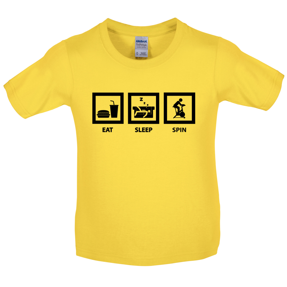 Eat Sleep Spin Kids T Shirt