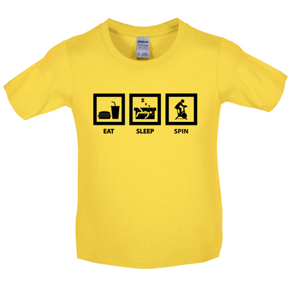Eat Sleep Spin Kids T Shirt