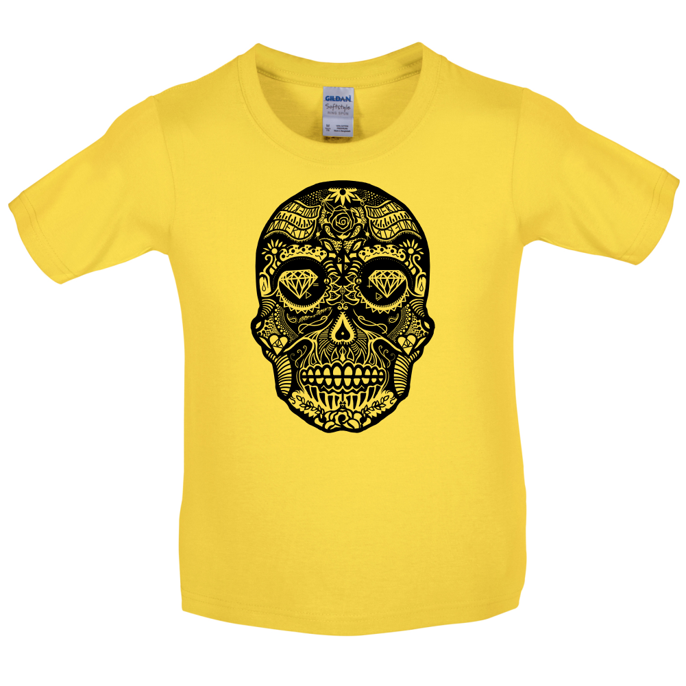 Mexican Sugar Candy Skull Kids T Shirt