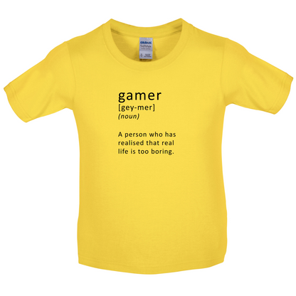 Funny Definition Gamer Kids T Shirt
